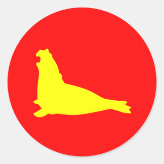 Rond Sticker pour phoque éléphant Rouge jaune