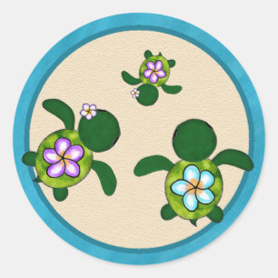 Rond Sticker pour phoque FILLE Sea TURTLE Baby shower (