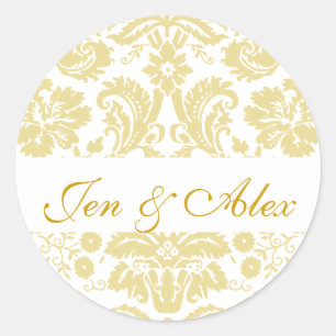 Rond Sticker pour phoque Mariage damassé pour mariée en