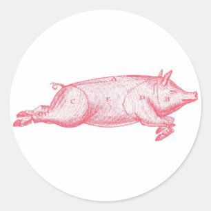 Rond Sticker pour porc rose