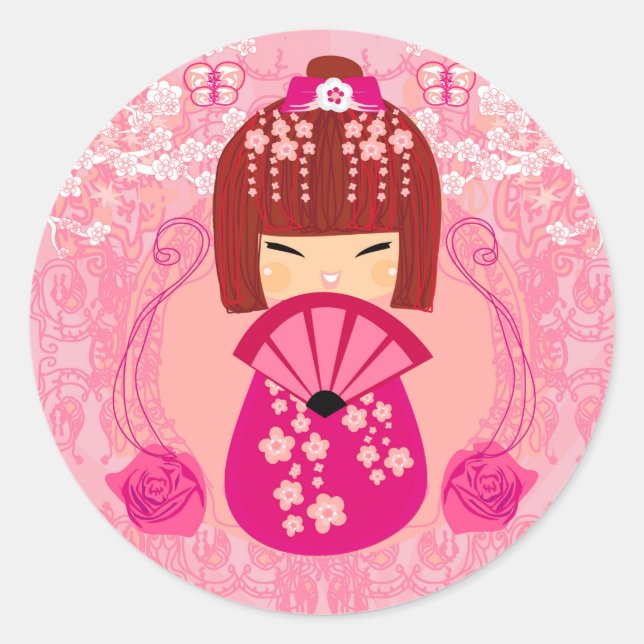 Rond Sticker pour poupée Kokeshi (Devant)
