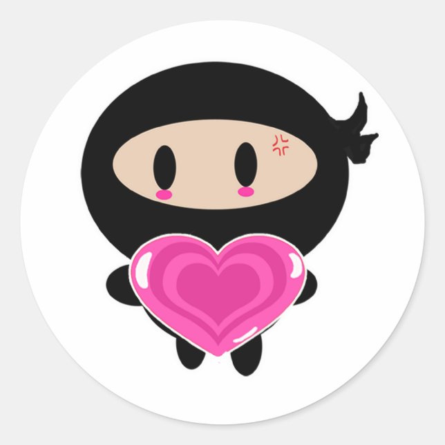 Rond Sticker pour récepteur cardiaque Kawaii Ninja (Devant)