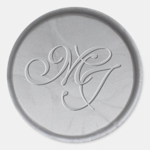 Rond Sticker pour sceau de cire argentée des initiales 