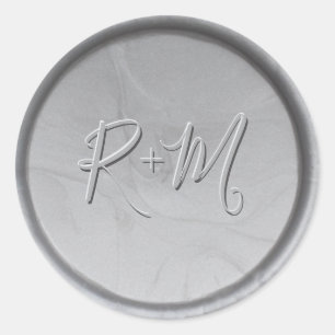 Rond Sticker pour sceau de cire argentée des initiales 