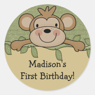 Rond Sticker pour singe premier anniversaire