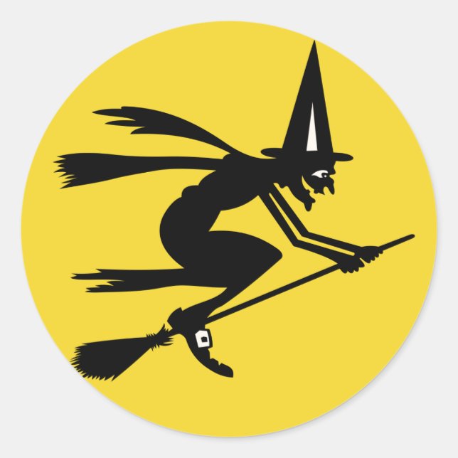 Rond Sticker pour sorcière Halloween vintage (Devant)
