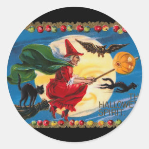 Rond Sticker pour sorcière vintage Halloween Spirit