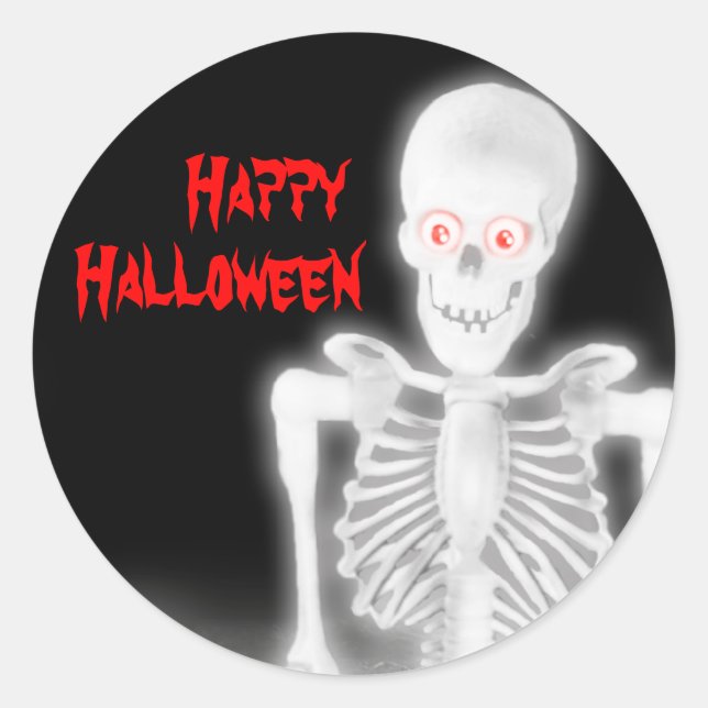 Rond Sticker pour squelette d'Halloween (Devant)
