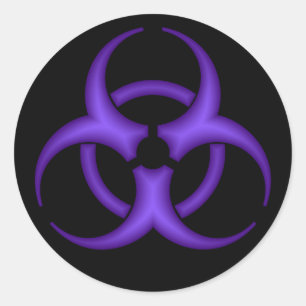 Rond Sticker pour symbole de risque biologique pourpre
