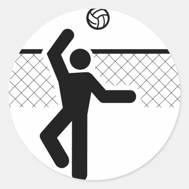 Rond Sticker pour Symbole de volleyball (Devant)