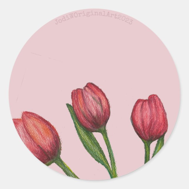 Rond Sticker pour tulipes rouges (Devant)