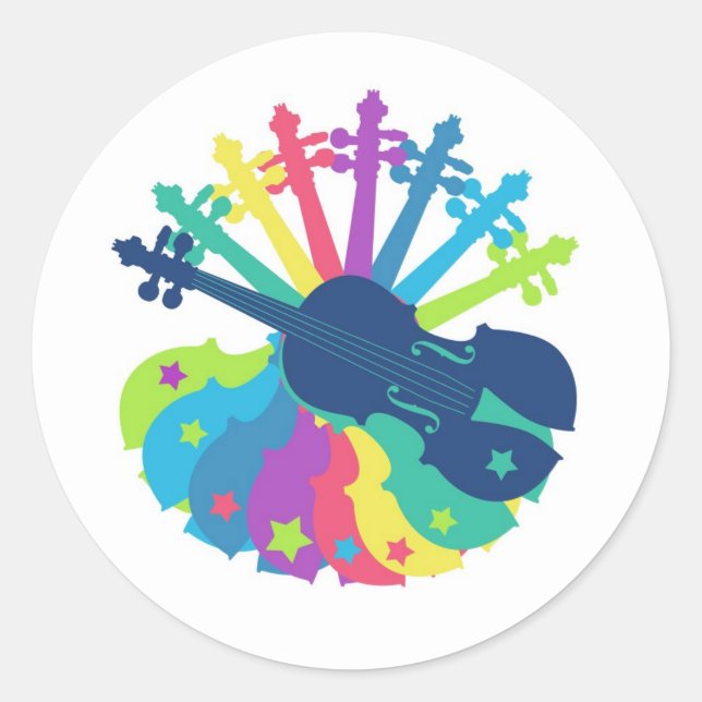 Rond Sticker pour violon arc-en-ciel (Devant)