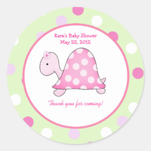 Rond Sticker préféré de Tortue rose vert/point rose per