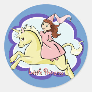 Rond Sticker Princess et Unicorn