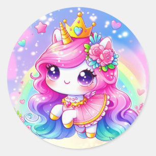 Rond Sticker Princess Unicorn