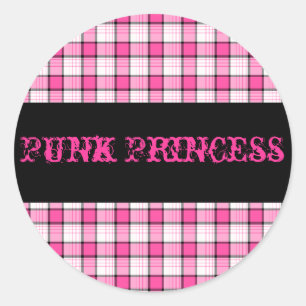 Rond Sticker Punk Princess rose et noir