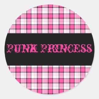 Rond Sticker Punk Princess rose et noir