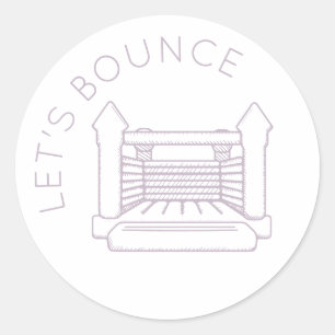 Rond Sticker Purple Bounce House "Let's Bounce"