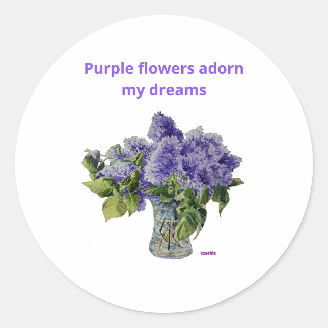 Rond Sticker Purple Fleurs lilas (Devant)