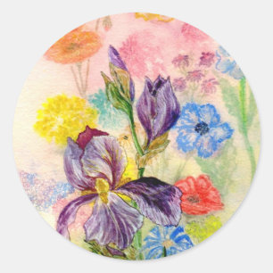 Rond Sticker 'Purple Iris'