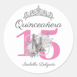 Rond Sticker Quinceanera Tiara High Heels