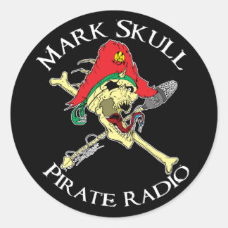 Rond Sticker radio pirate crâne Mark