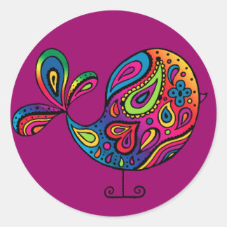 Rond Sticker Rainbow Bird