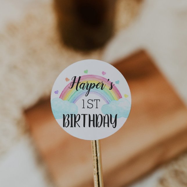 Rond Sticker Rainbow Birthday (Créateur téléchargé)