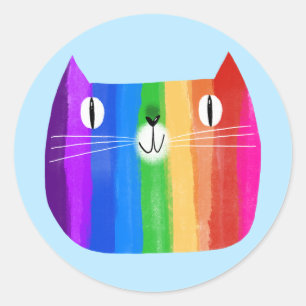 Rond Sticker Rainbow Cat