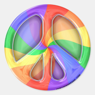 Rond Sticker Rainbow Peace