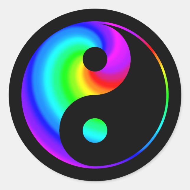 Rond Sticker Rainbow Spiral Yin Yang (Devant)
