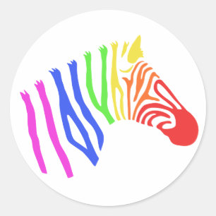 Rond Sticker Rainbow Zebra