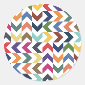 Rond Sticker Rainbow Zig Zag