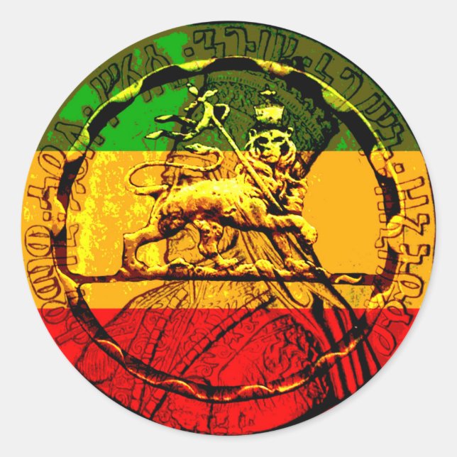 Rond Sticker Rasta Lion roi de Juda (Devant)