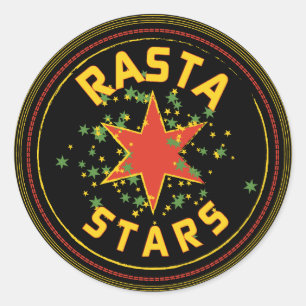 Rond Sticker Rasta Stars Round