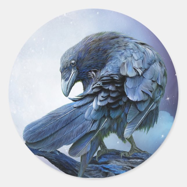 Rond Sticker Raven Moon Art (Devant)