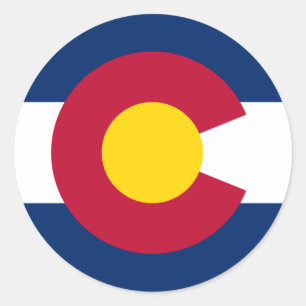 Rond Sticker rectangulaire du drapeau du Colorado