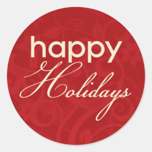 Rond Sticker Red avec crème Happy Holidays