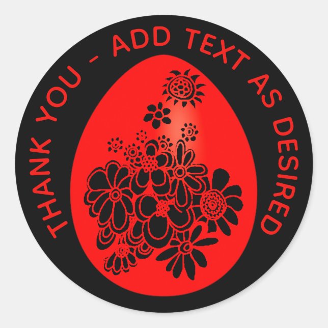 Rond Sticker Red EGG Ginger Party Rouge Noir Customisé (Devant)