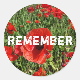 Rond Sticker Red Poppies