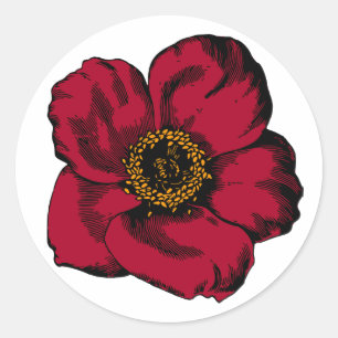 Rond Sticker Red Poppy