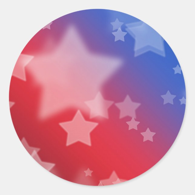 Rond Sticker Red White and Blue Stars (Devant)