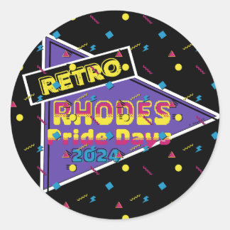 Rond Sticker Retro Rhodes Pride Days 2024