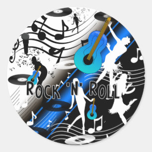 Rond Sticker Retro Rock 'N' Roll Music Me Rocks