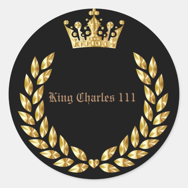 Rond Sticker Roi Charles 111 Couronne Royal Classic Rou (Devant)