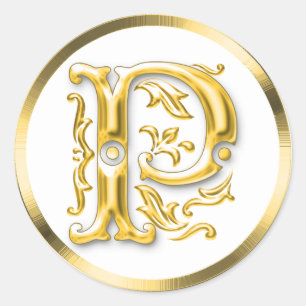 Rond Sticker ronde P initial en or