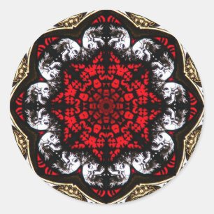 Rond Sticker Rose crâne baroque