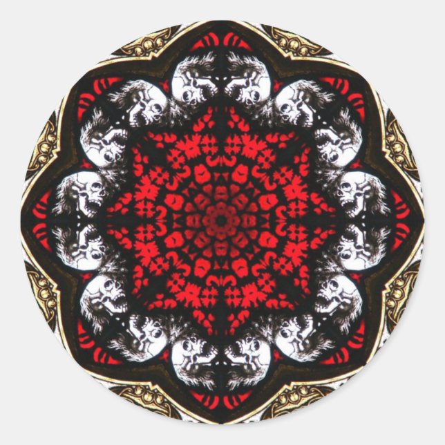 Rond Sticker Rose crâne baroque (Devant)