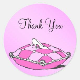 Rond Sticker rose Merci Cendrillon