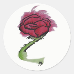 Rond Sticker Rose peint